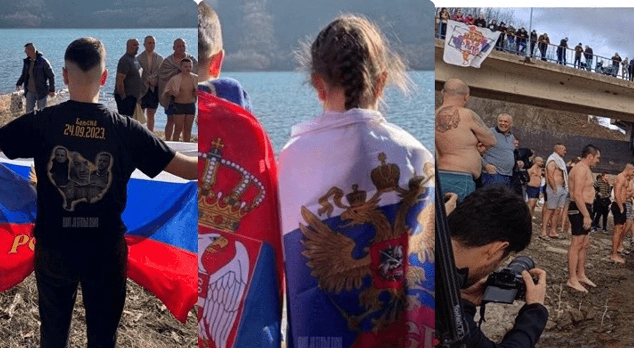 Simbole provokuese ruse dhe serbe në shënimin e Bogojavlenjes në Liqenin e Ujmanit